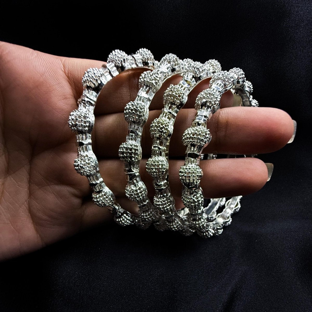 Silver Ball Bangle Set - Inara Jewellery