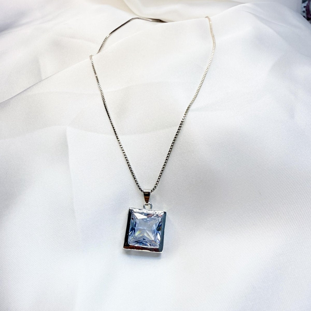 Sterling Black & White Stone Pendant Necklace - Inara Jewellery