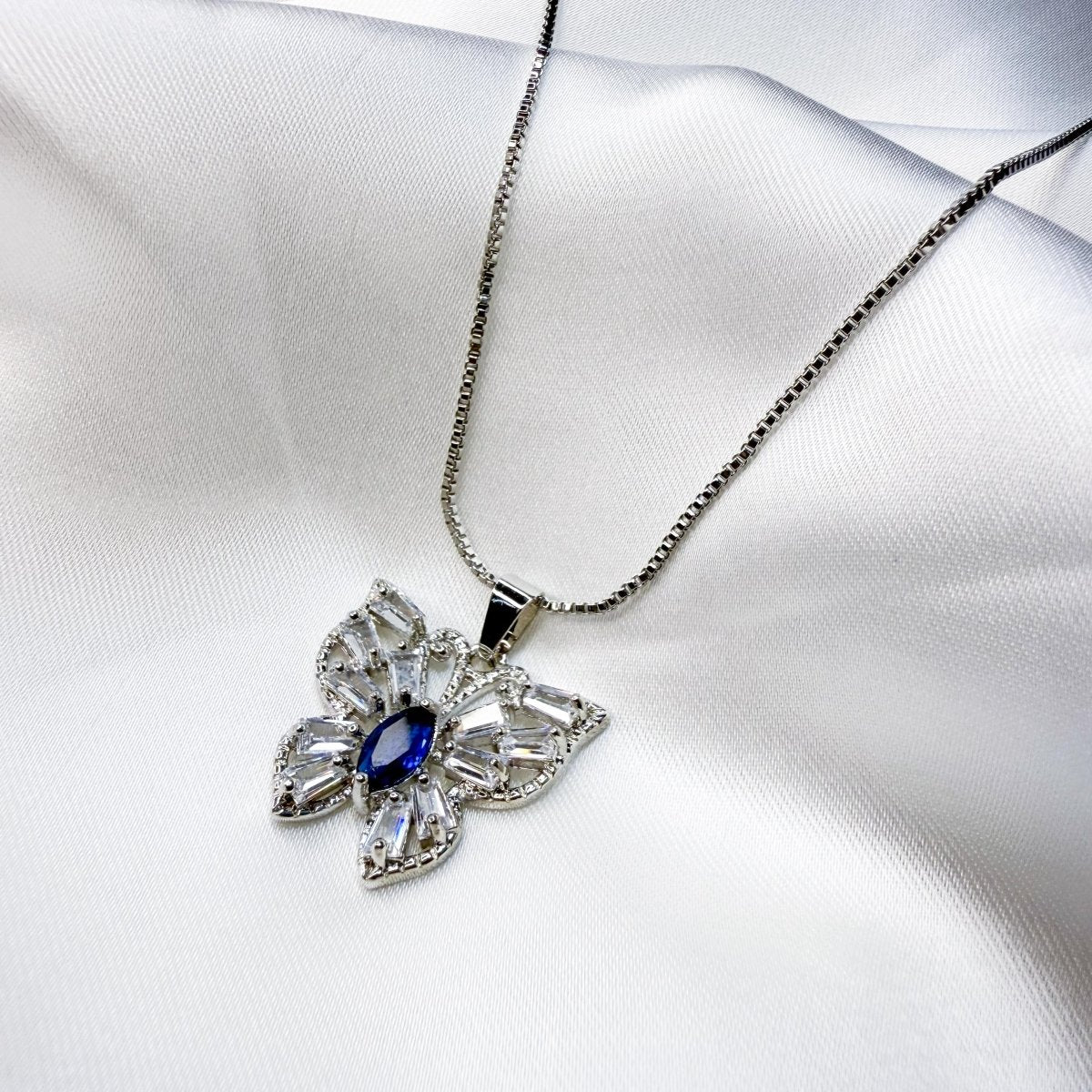 Sterling Butterfly Necklace ( Multi - Color) - Inara Jewellery