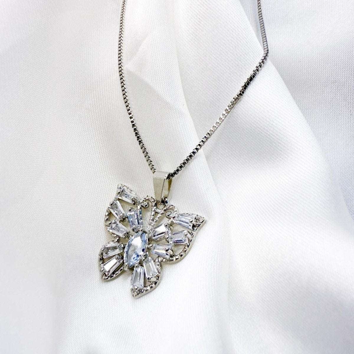 Sterling Butterfly Necklace ( Multi - Color) - Inara Jewellery