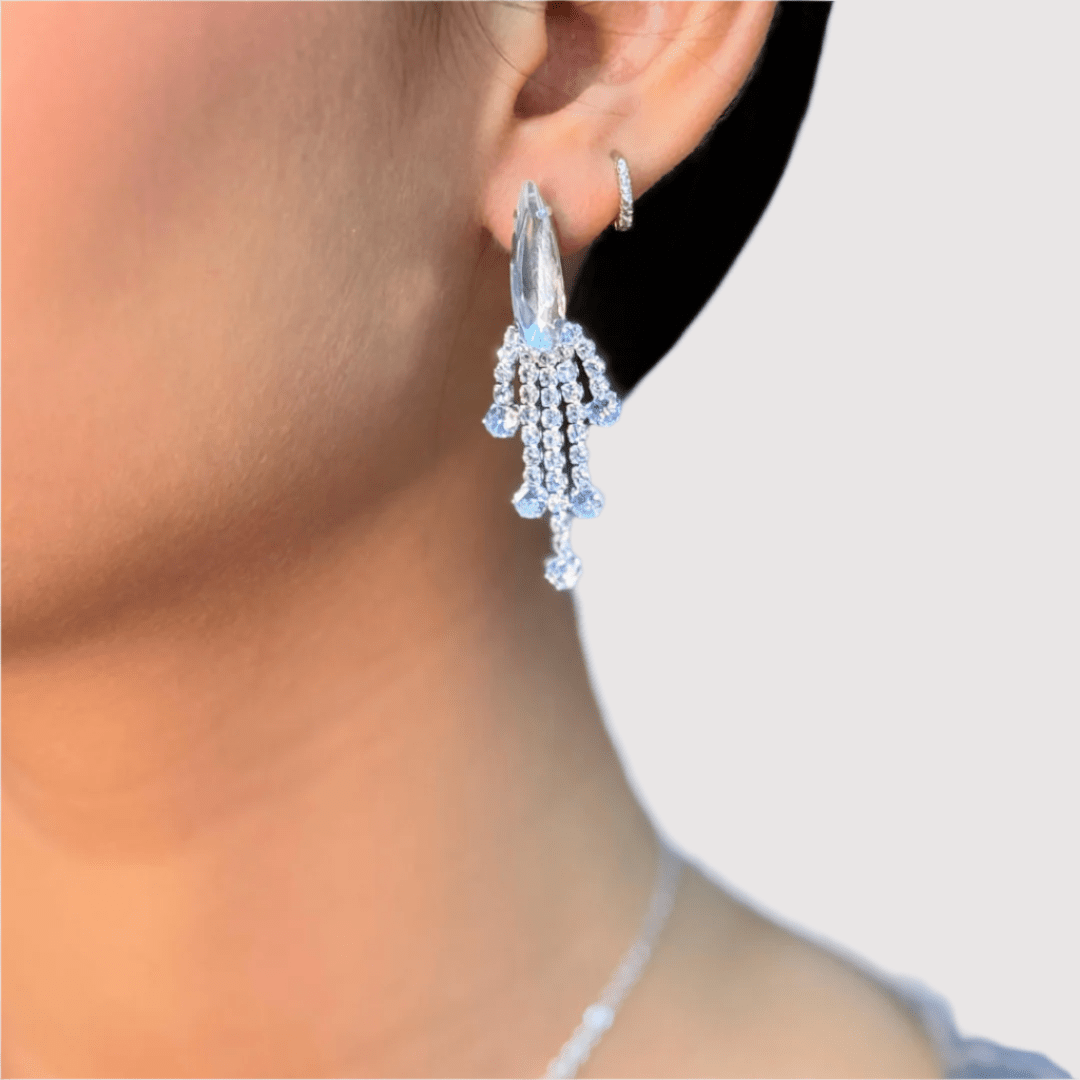 Vintage Crystal Tassel Drop Earrings - Inara Jewellery